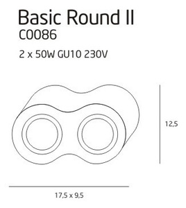 Černé kovové stropní svítidlo Max Light Basic Round II BK C0086 2×GU10 small 2