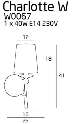Kontrola Nástěnné světlo Max Light Charlotte chrom 1x40W W0067