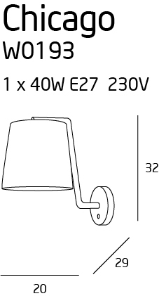 Kontrola Nástěnné světlo Max Light Chicago W0193 bílé 1x40W textil kov