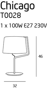 Stolní lampa Max Light Chicago T0028, bílá, E27, výška 46 cm small 1