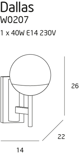 Kontrola Nástěnné světlo Max Light Dallas W0207 zlaté sklo 1x40W