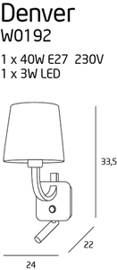 Nástěnné svítidlo Max Light Denver W0192 chromované s černým stínidlem E27 + LED small 1