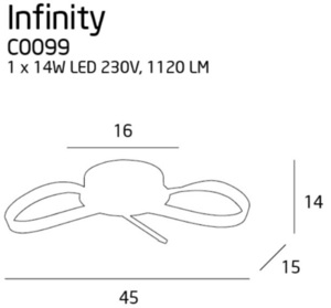 Stropní LED svítidlo Max Light Infinity C0099 chrom 45 × 45 cm, 14 W, 3000 K small 1