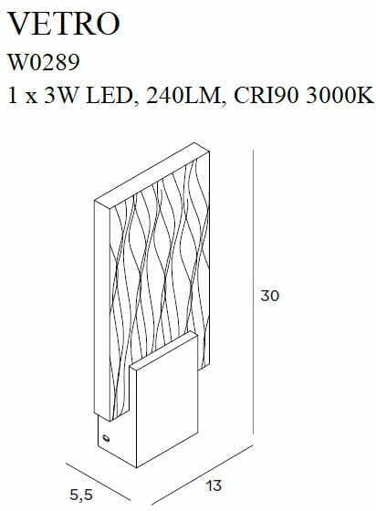 Pohled Nástěnné svítidlo Max Light Vetro W0289 zlaté LED 30 cm Nástěnné svítidlo Max Light Vetro W0289 zlaté LED 30 cm