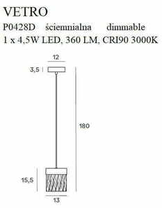 Závěsné svítidlo Max Light Vetro P0428D zlaté LED 4,5 W 3000 K 13 cm small 1