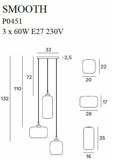 Náhled Přívěsné světlo Max Light Smooth P0451 zlaté 3xE27 155 cm Přívěsné světlo Max Light Smooth P0451 zlaté 3xE27 155 cm