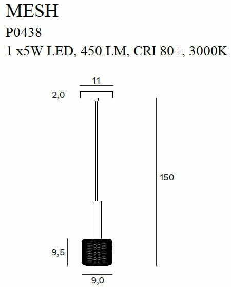 Náhled Závěsné svítidlo Max Light Mesh P0438 zlaté černé LED 5W 9 cm Závěsné svítidlo Max Light Mesh P0438 zlaté černé LED 5W 9 cm