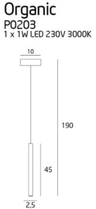 Závěsné svítidlo Max Light Organic P0203 černé LED 1W 3000K 190 cm small 2