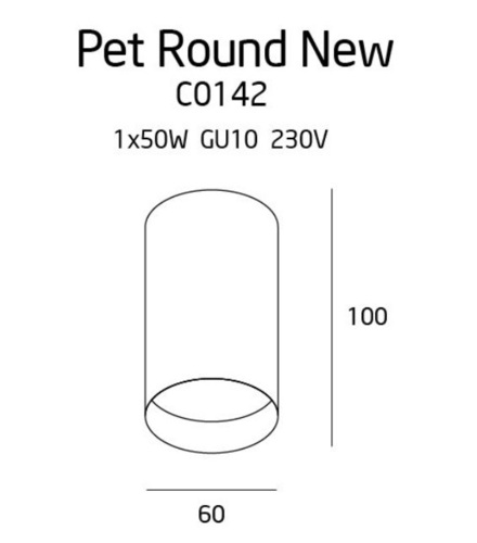 Kontrola Plafon Max Light Pet Round C0142 černý 1x GU10 50W kov 6 cm