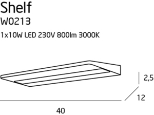 Nástěnné světlo Max Light Shelf W0213 bílé LED 10W 40 cm small 3