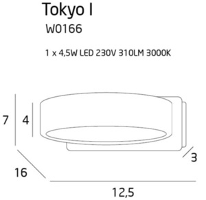 Nástěnné světlo Max Light Tokyo W0166 bílé LED 4W kovové 2 Nástěnné světlo Max Light Tokyo W0166 bílé LED 4W kovové small 2