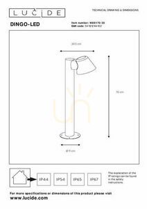 Venkovní sloupek Lucide Dingo antracit 70 cm LED IP44 4,5 W GU10 14881/70/30 small 5