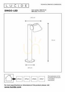Venkovní sloupkové světlo Lucide Dingo bílé LED 70 cm IP44 14881/70/31 small 5