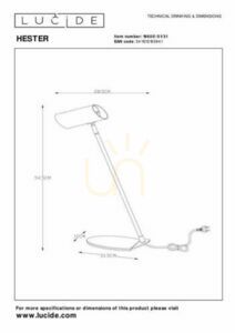 Stolní lampa Lucide Hester bílá GU10 LED 7W moderní 53 cm small 3