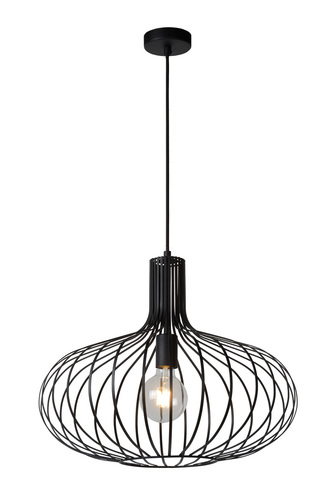 Kontrola Závěsná lampa Lucide Manuel černá E27 60W Ø50 cm 172 cm