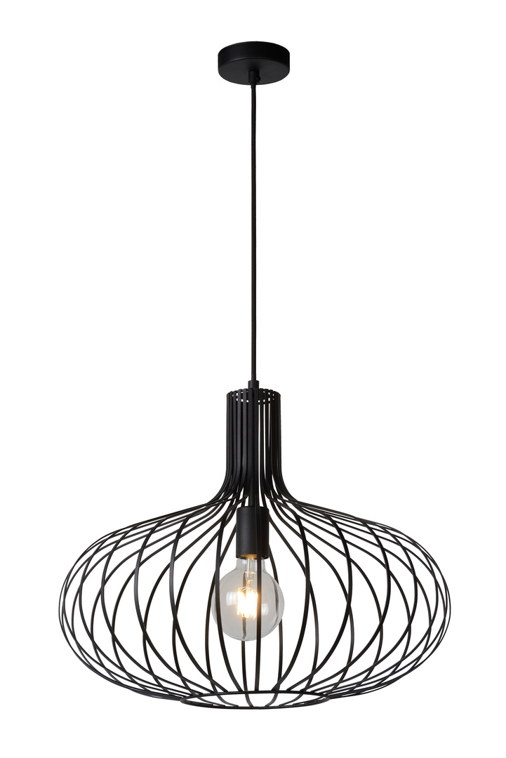 Kontrola Závěsná lampa Lucide Manuel černá E27 60W Ø50 cm 172 cm Závěsná lampa Lucide Manuel černá E27 60W Ø50 cm 172 cm