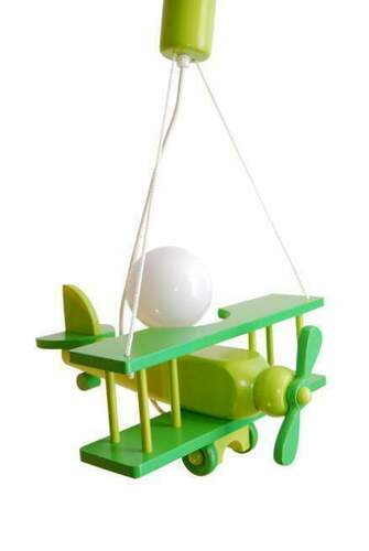 Kontrola Dětské závěsné svítidlo Hellux Letadlo malé 1041024, borovicové dřevo, zelené, E27, 70 cm