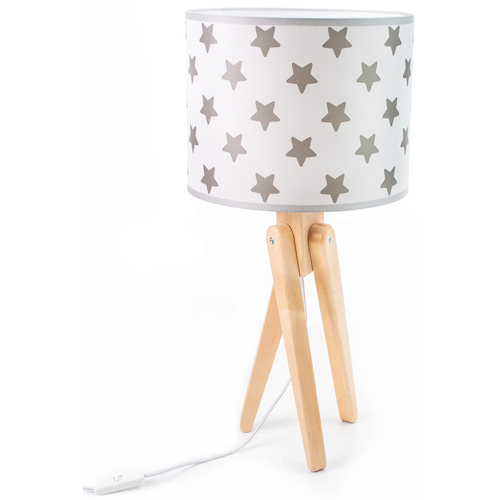Kontrola Dětská stolní lampa Hellux Trivet 4210111 – přírodní dřevo, šedé hvězdičky