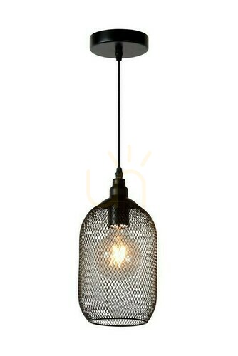 Kontrola Závěsné svítidlo Lucide MESH černé E27 60W vintage 15 cm 43404/15/30