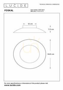 Bílé stropní LED svítidlo Lucide FOSKAL 79177/12/31 12 W 900 lm 2700 K Ø34,5 cm small 3