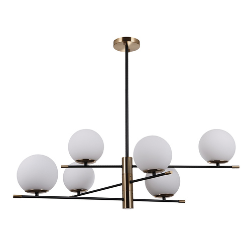 Kontrola Závěsná lampa Italux Stelia E14 6x černá/bílá PND-43660-6