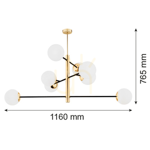 Závěsná lampa Argon Cameron 8xE27 opál matná černá mosaz 5041 small 7