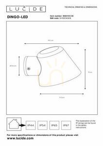 Venkovní nástěnné svítidlo Lucide Dingo LED IP44 antracit 3000K 14881/05/30 small 5