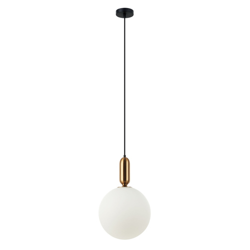 Kontrola Závěsná lampa Italux Aldeva E27 bílá sklo 30 cm PND-02340-1L-BRO