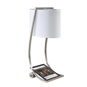Lehká stolní lampa Lex 1 – kartáčovaná ocel Elstead small 1