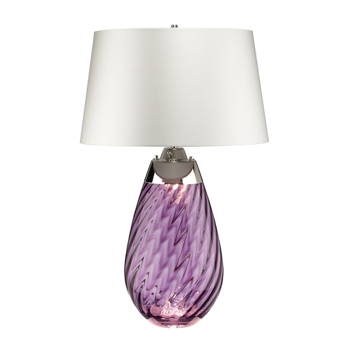 Kontrola Lena 2 Světlá velká švestková stolní lampa se šedobílým stínidlem Elstead