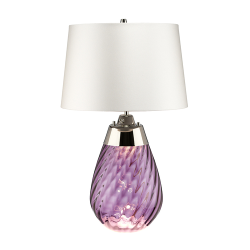Kontrola Stolní lampa Lena 2 Light Small Plum s šedobílým stínidlem Elstead