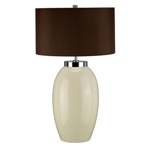 Světlá velká stolní lampa Victor 1 – krémová Elstead small 0