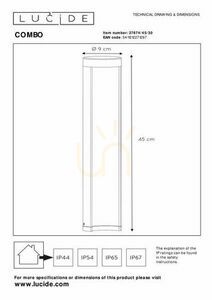 Venkovní post světlo Lucide COMBO černé 45 cm 7W LED IP54 27874/45/30 small 3