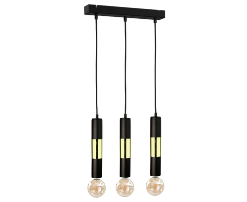Kontrola Závěsné svítidlo Keter Lighting MAGNUM BULB 1266 3×E27 černé a zlaté