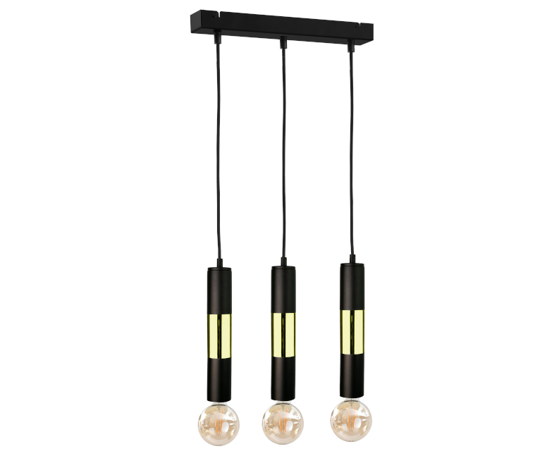 Kontrola Závěsná lampa 3xE27 MAGNUM BULB BLACK / GOLD Závěsná lampa 3xE27 MAGNUM BULB BLACK / GOLD