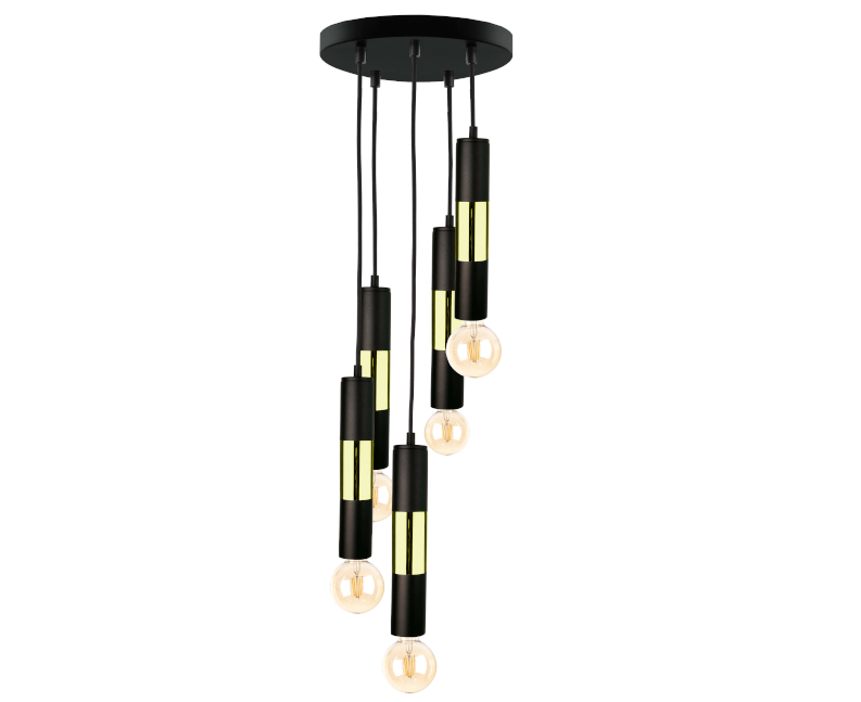 Kontrola Závěsná lampa 5xE27 MAGNUM BULB BLACK / GOLD Závěsná lampa 5xE27 MAGNUM BULB BLACK / GOLD
