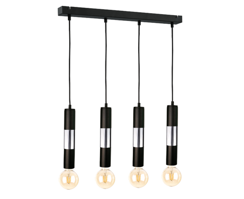 Kontrola Černo-stříbrné závěsné svítidlo Keter MAGNUM BULB 1270 4×E27 max. 60 W