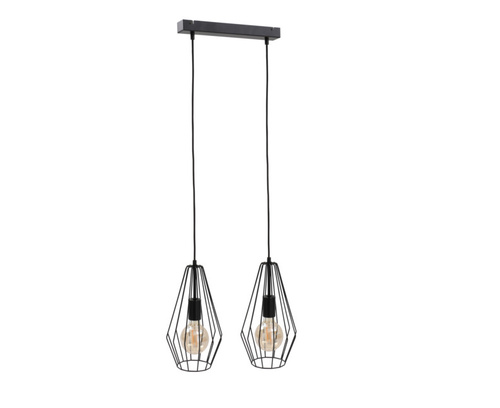 Kontrola Černé drátěné závěsné svítidlo Keter Lighting Lex 436, 2 × E27, lišta 50 cm