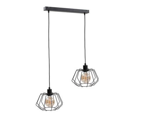 Kontrola Závěsné svítidlo 2xE27 LUNA BLACK Keter Lighting kov černá