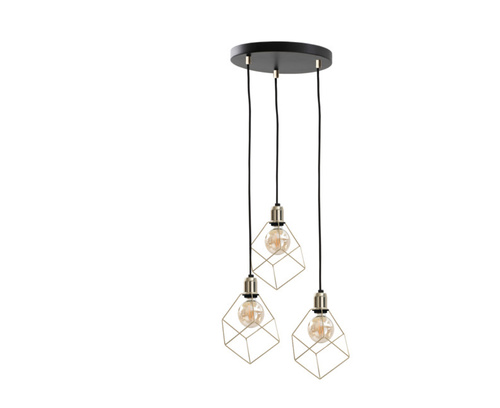 Kontrola Závěsné svítidlo Keter Lighting TAHO GOLD 593, 3×E27, zlaté a černé