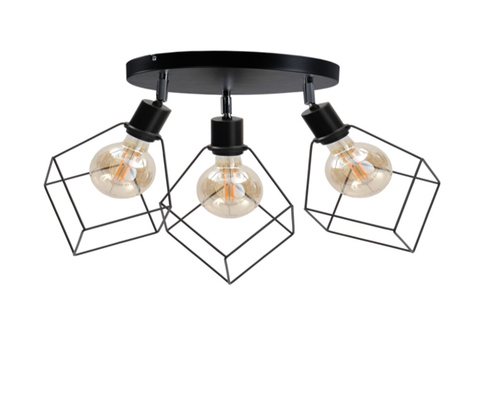 Kontrola Stropní svítidlo Keter Lighting RUBEN BLACK 524, černé, 3×E27