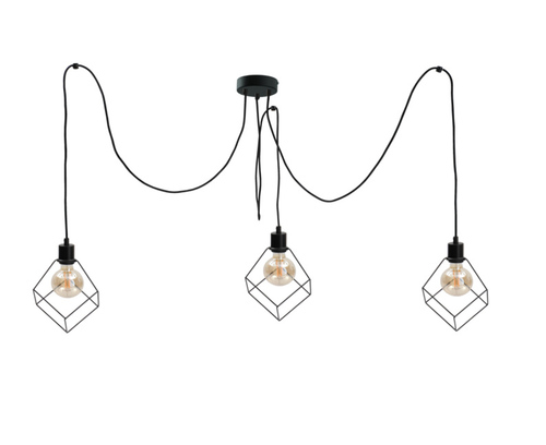 Kontrola Závěsné svítidlo pavouk Keter Lighting RUBEN BLACK 525, 3xE27, drátěná stínidla, černé, závěs 40-180 cm