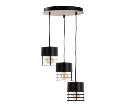 Kontrola Závěsná lampa 3xE27 CASA BLACK / WOOD