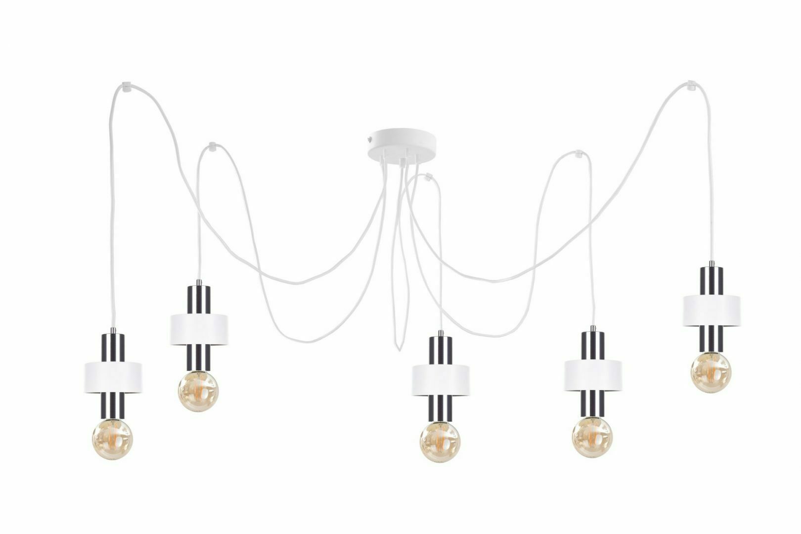 Kontrola Závěsná lampa 5xE27 UNICA BÍLÁ / STŘÍBRNÁ Závěsná lampa 5xE27 UNICA BÍLÁ / STŘÍBRNÁ