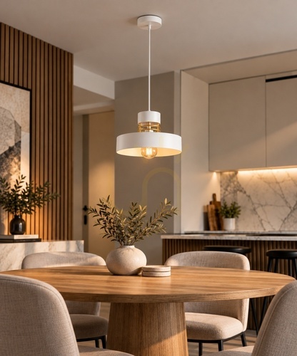 Kontrola Závěsné svítidlo Keter Lighting BOSSI 879 bílo-zlaté, 1×E27, 30 cm