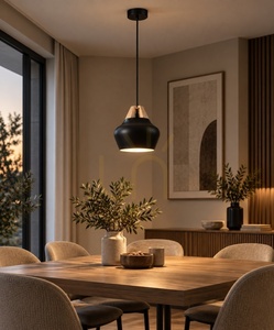 Závěsné svítidlo Keter Lighting NEGRO WOOD 158, černé s přírodní překližkou, 1×E27, 28 cm small 1