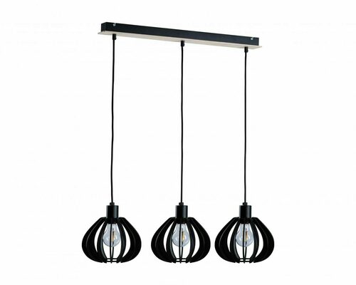 Kontrola Závěsné svítidlo Keter Lighting NICOLETA 815, černá a přírodní dřevo, 3×E27
