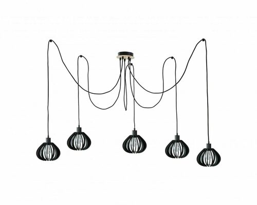 Kontrola Závěsné svítidlo Keter Lighting NICOLETA 819 černé/dřevo 5×E27 200 cm