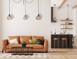 Závěsné svítidlo Keter Lighting NICOLETA 828, přírodní překližka a černá, 3×E27 small 1