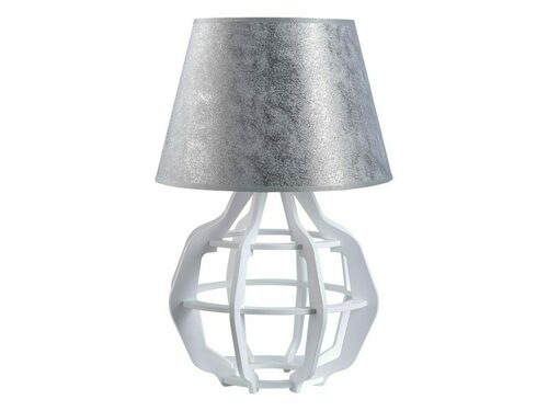 Kontrola Noční lampa BENTO WHITE SILVER 1xE27 bílá překližka, stříbrné stínidlo Keter 916